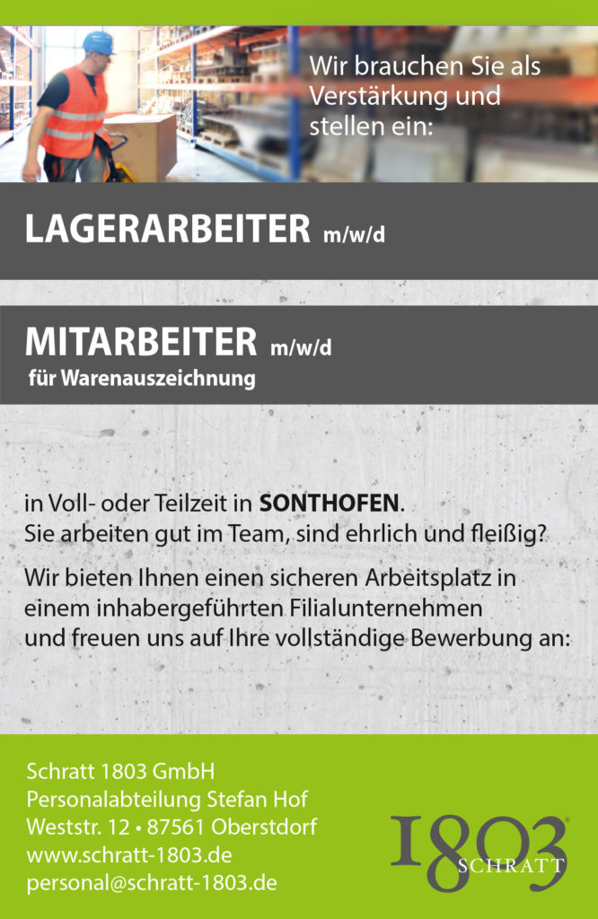 Schratt-1803-GmbH-Lagermitarbeiter-+-Warenauszeichnung-Sonthofen-Allgäu-Karriere